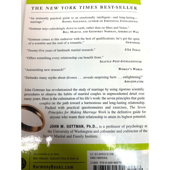 The Seven Principles For Making Marriage Work Book By John Gottman & Nan Silver - Picture 2 of 2